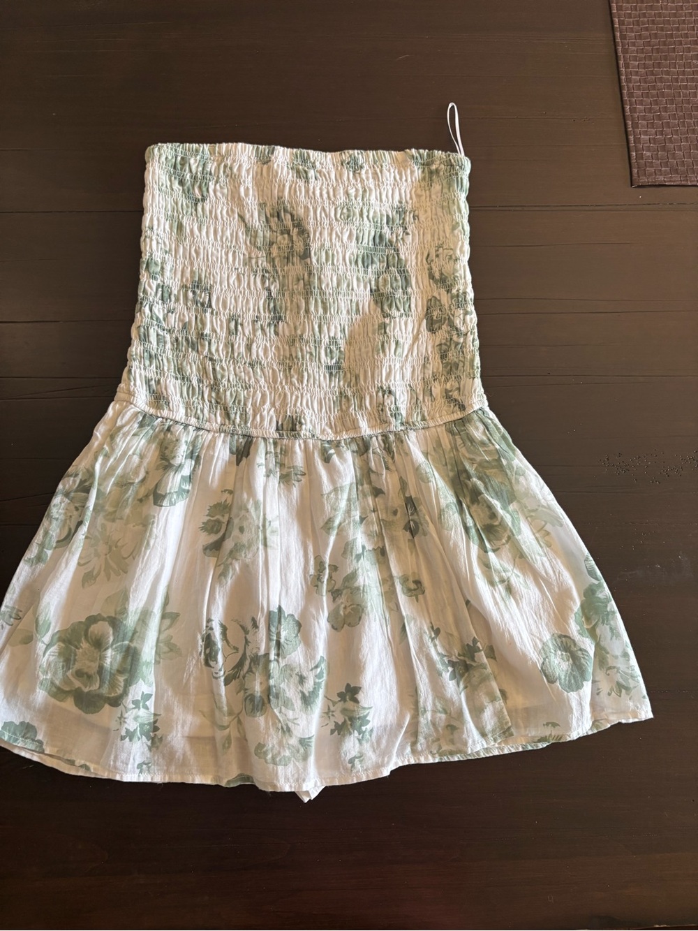 Hollister White Strapless romper  with Pale Green Accents